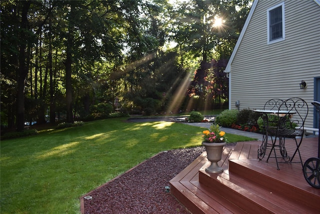 view of yard with a deck