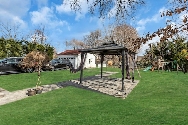 view of yard with a playground