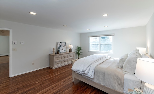 1 Regina Ct, Blauvelt, NY 10913 - bedroom featuring dark wood finished floors, a baseboard radiator, baseboards, and recessed lighting