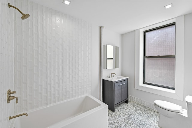 full bathroom with vanity, toilet, and shower / bathing tub combination