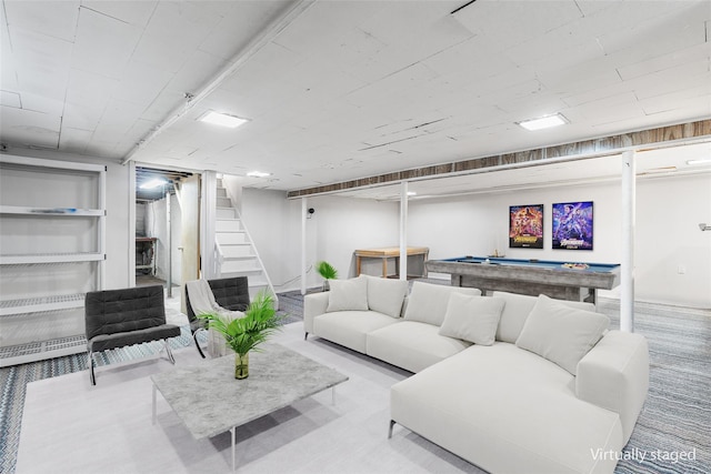 living room featuring pool table