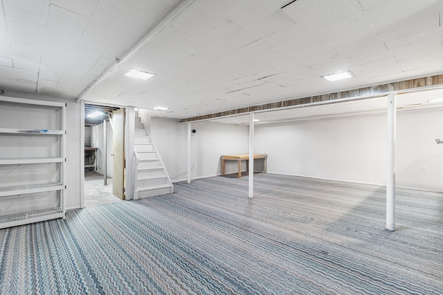 basement featuring carpet floors