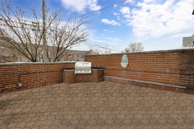 view of patio with area for grilling