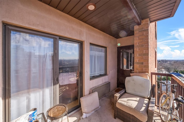 balcony with radiator heating unit