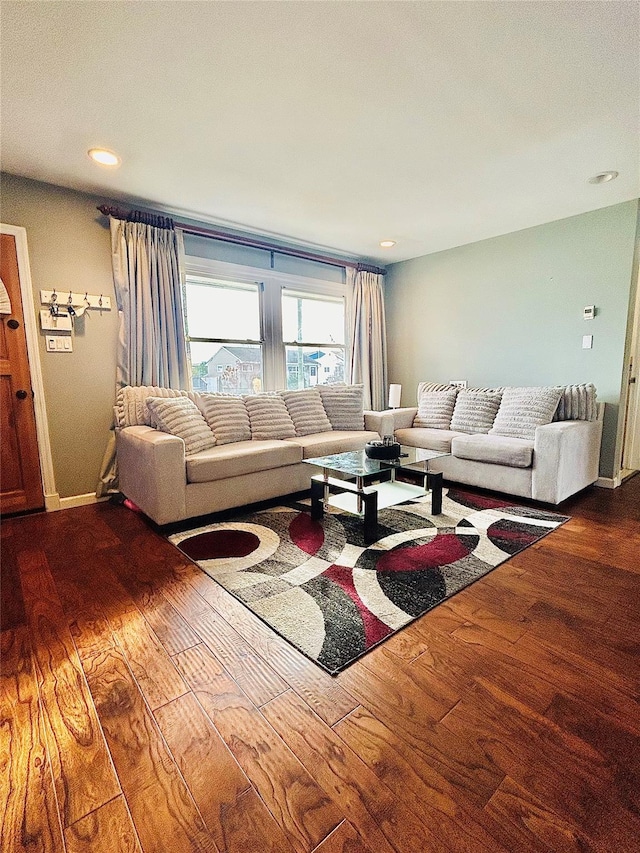 living room with hardwood / wood-style flooring