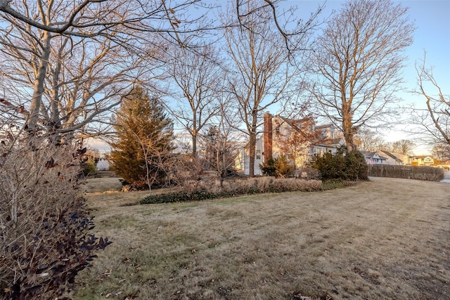 view of yard at dusk