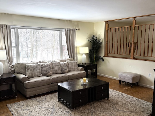 living room featuring dark hardwood / wood-style flooring