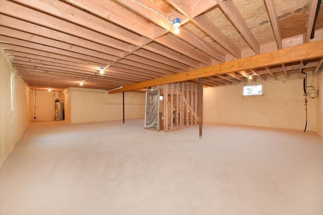 basement featuring water heater