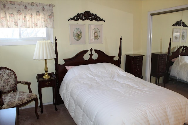 carpeted bedroom featuring a closet