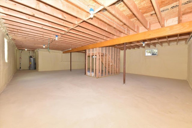 basement with water heater