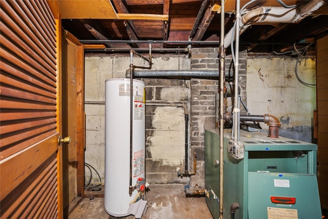 utility room featuring gas water heater