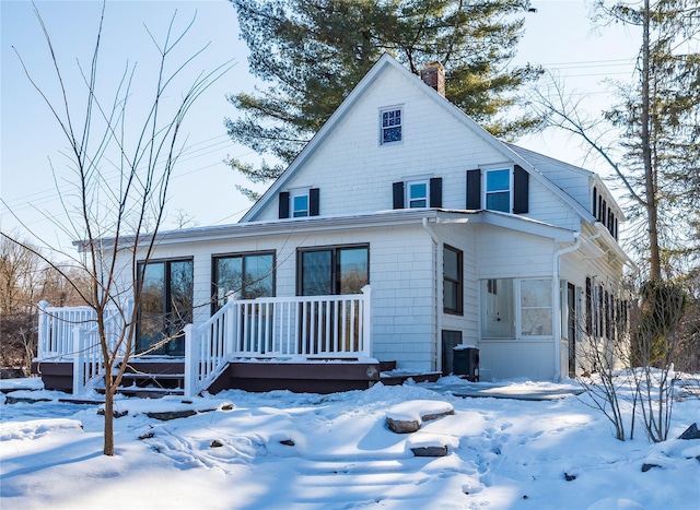 view of front of house featuring a deck