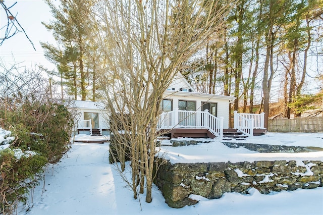 view of front of house featuring a deck