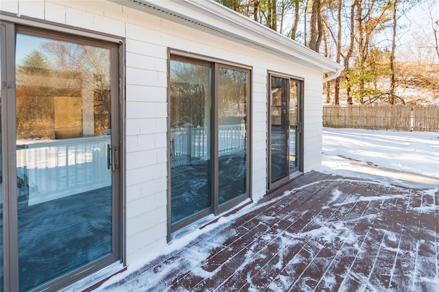 view of snow covered patio