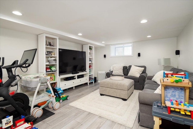 living room with hardwood / wood-style floors