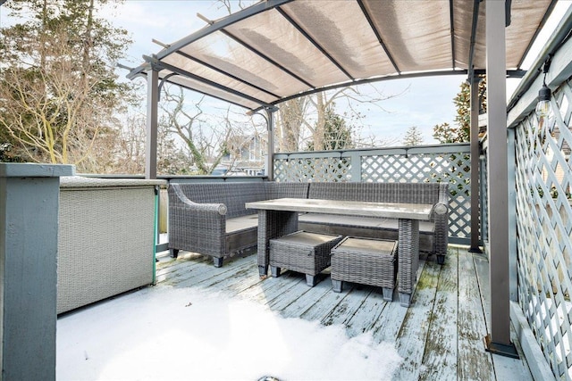 wooden deck featuring a pergola