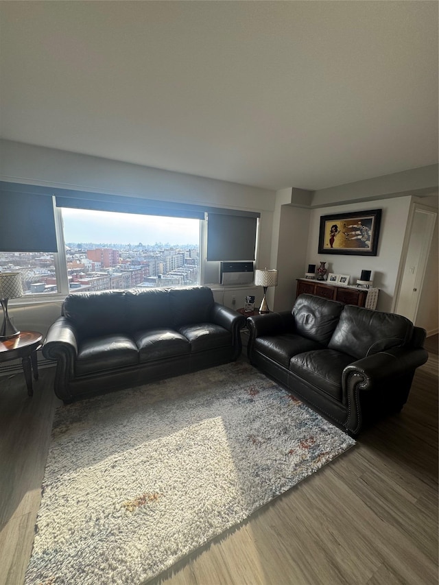 living room with hardwood / wood-style floors