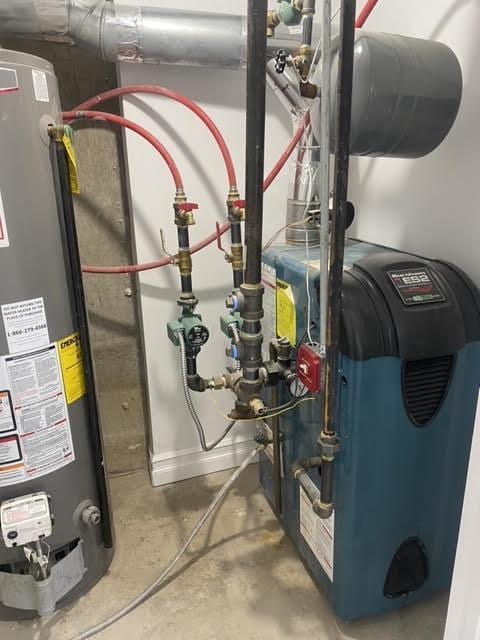 utility room with gas water heater