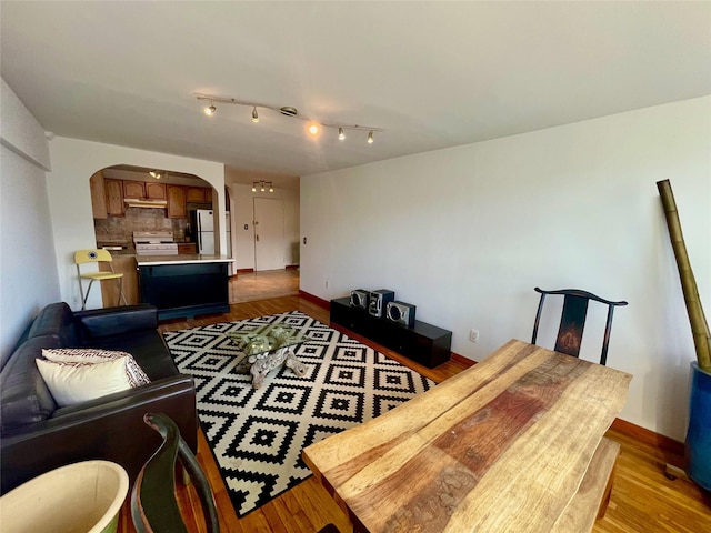 living room with light hardwood / wood-style floors