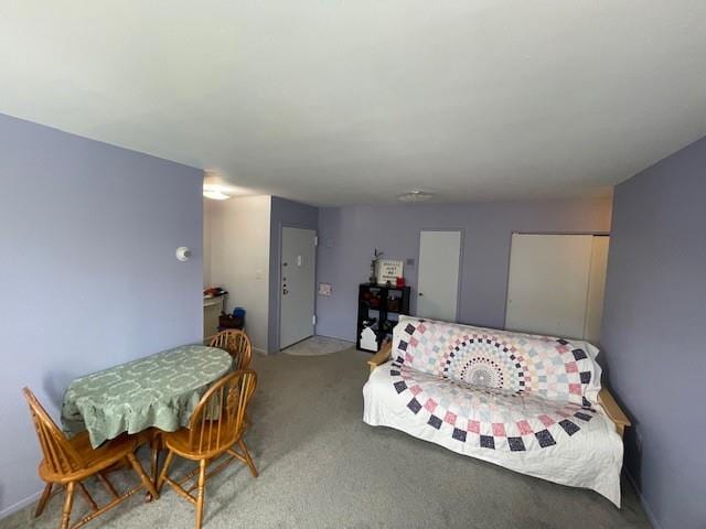 bedroom featuring carpet flooring and a closet