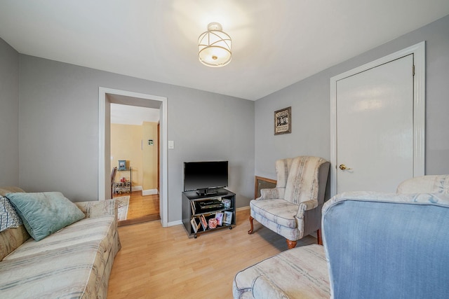 living room featuring light wood-type flooring