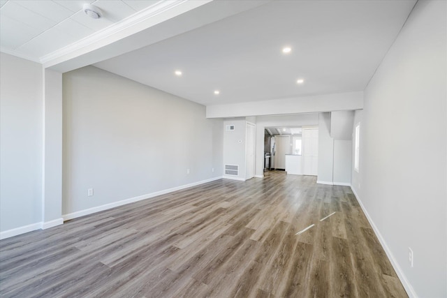 unfurnished living room featuring hardwood / wood-style floors