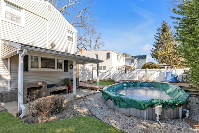 view of yard featuring a pool side deck