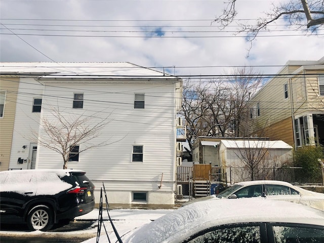 view of snow covered exterior