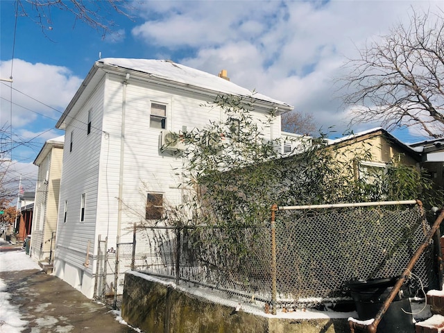 view of snow covered exterior