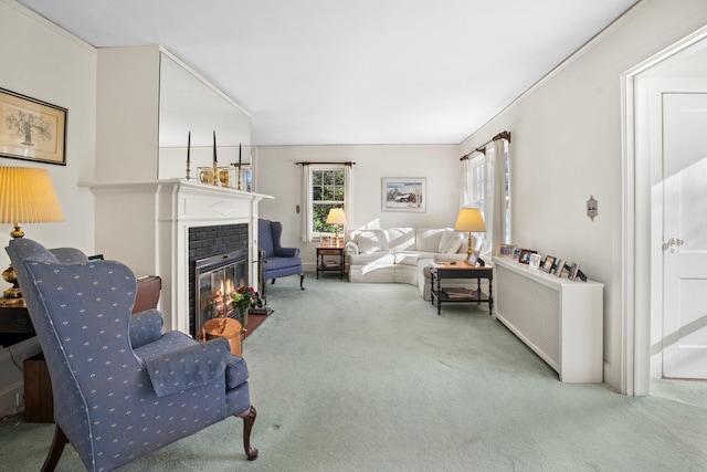 living room featuring carpet flooring