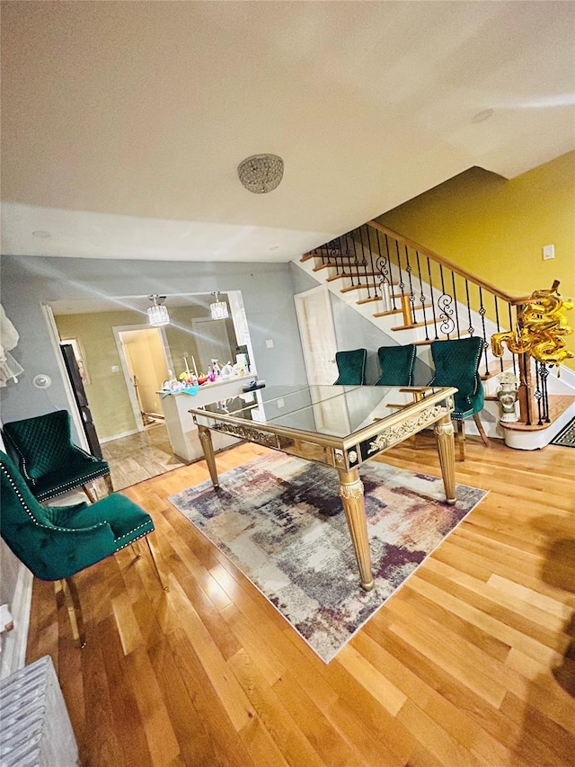 living room with hardwood / wood-style flooring