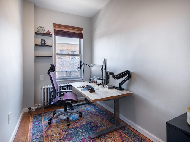 home office featuring wood-type flooring