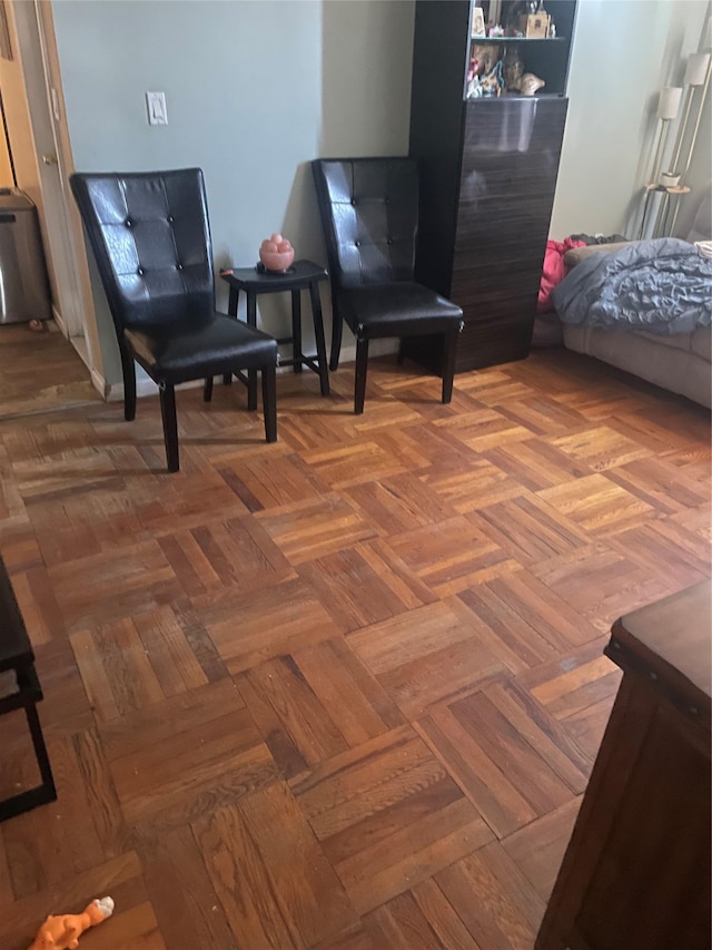 interior space with parquet floors