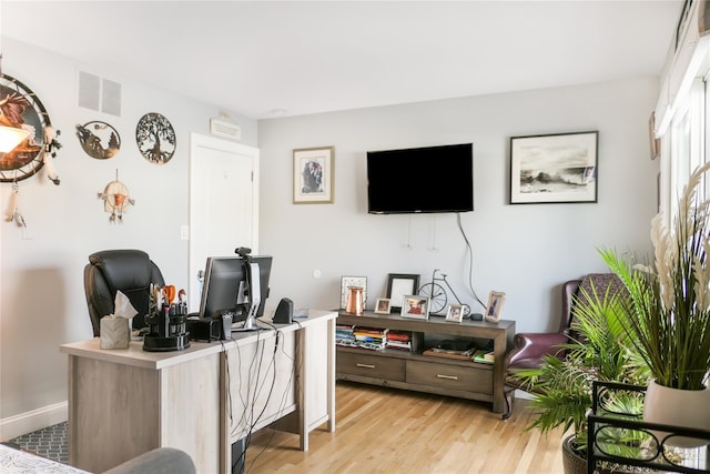 office area featuring light wood-type flooring