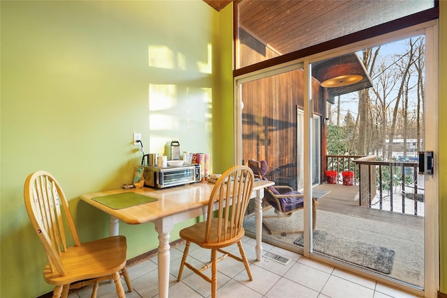 view of tiled dining space