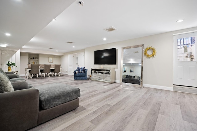 living room featuring light hardwood / wood-style floors