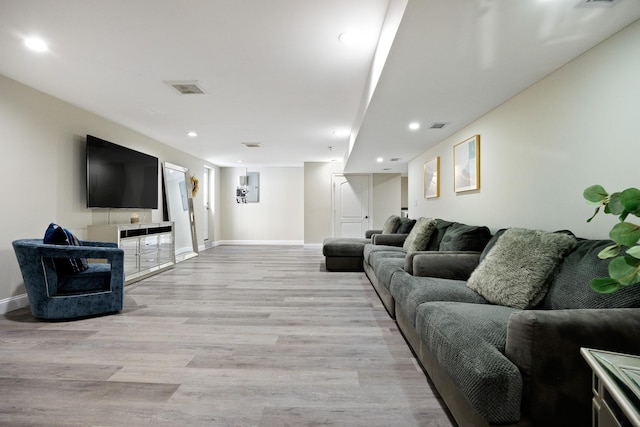 living room featuring light hardwood / wood-style flooring