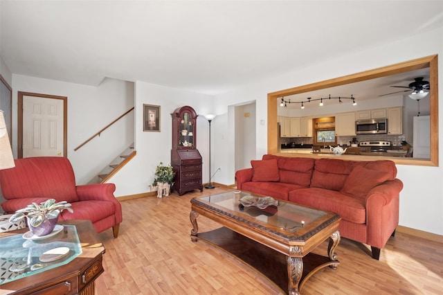 living room with light wood-type flooring