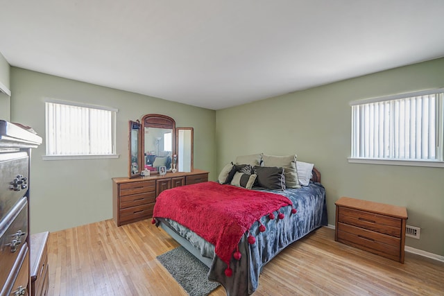 bedroom with light hardwood / wood-style flooring