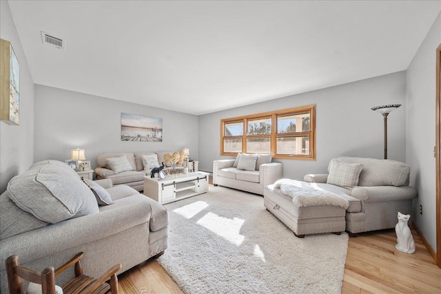 living room with light hardwood / wood-style flooring