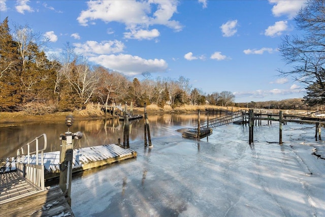 view of dock featuring a water view