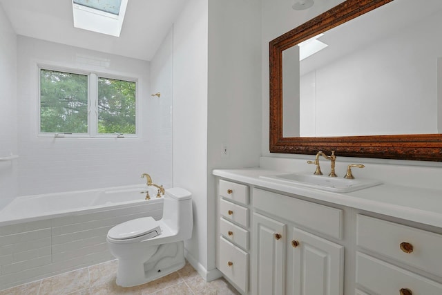 3 Dore Ct, New City, NY 10956 - bathroom with a skylight, a tub to relax in, vanity, and tile patterned floors