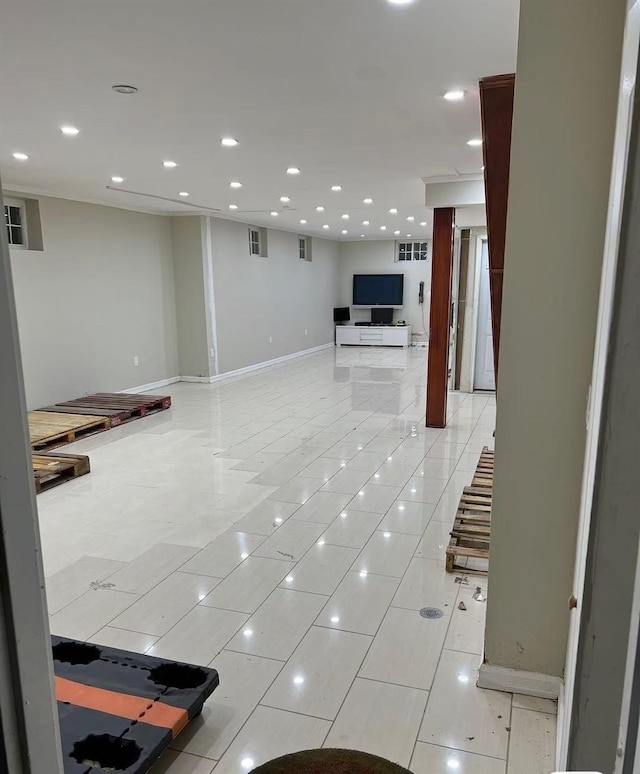 interior space featuring light tile patterned flooring