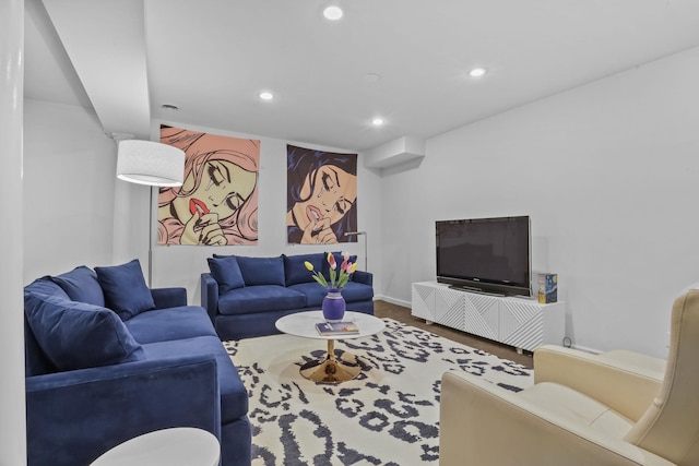 living area with recessed lighting