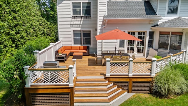 deck featuring an outdoor living space