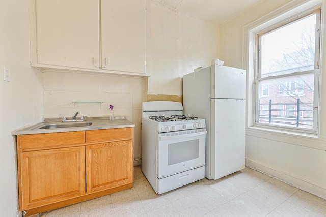 kitchen featuring sink and white appliances