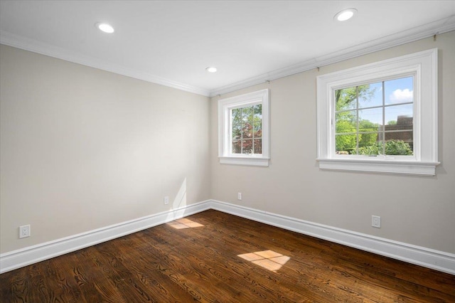 4 Clover Pl, New Rochelle, NY 10805 - spare room featuring baseboards, dark wood finished floors, crown molding, and recessed lighting