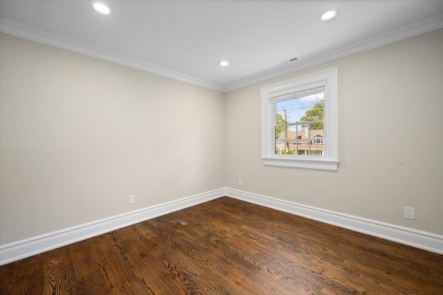 4 Clover Pl, New Rochelle, NY 10805 - empty room featuring baseboards, dark wood-style flooring, recessed lighting, and crown molding