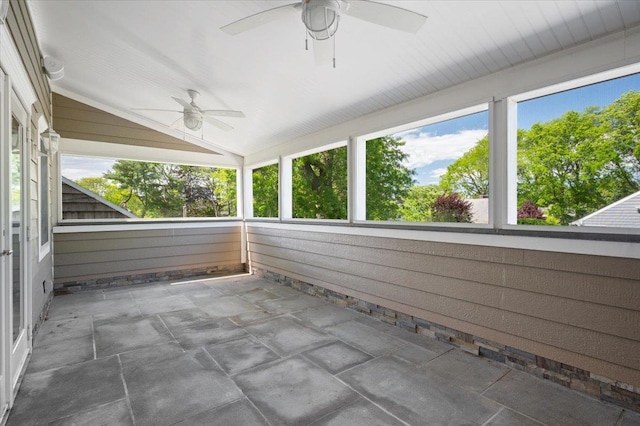 4 Clover Pl, New Rochelle, NY 10805 - unfurnished sunroom with ceiling fan, healthy amount of natural light, and lofted ceiling