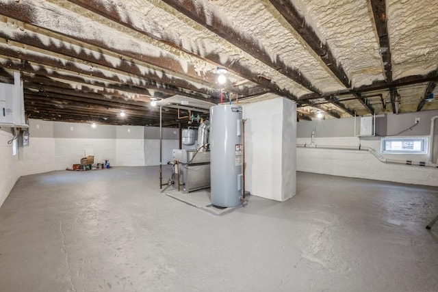 basement with water heater